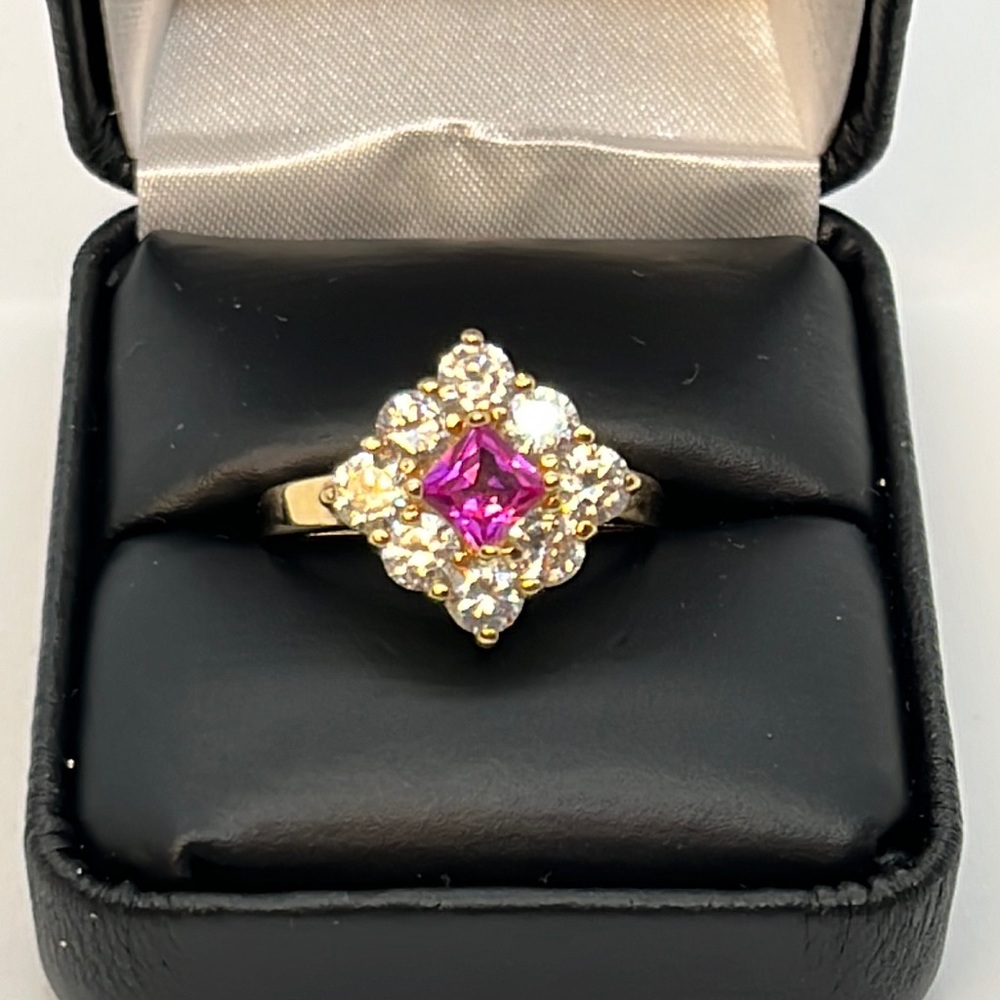 Ruby And Cz Vermeil Ring Size 10 - image 3